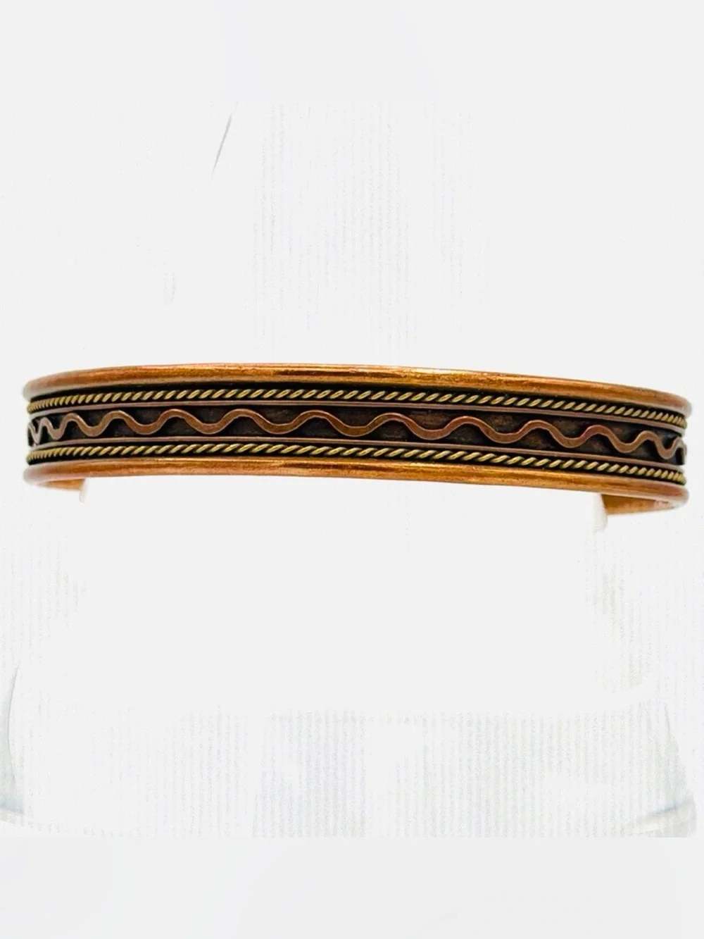 Vintage Copper Cuffed Bracelet Unisex Men or Woman’s Jewelry Tribal Design